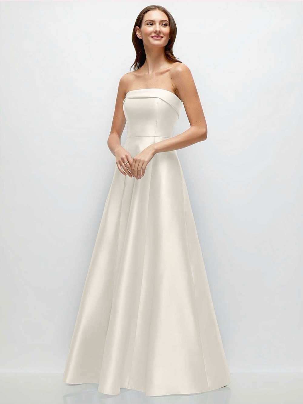 ALFRED SUNG Strapless Ivory Evening Gown